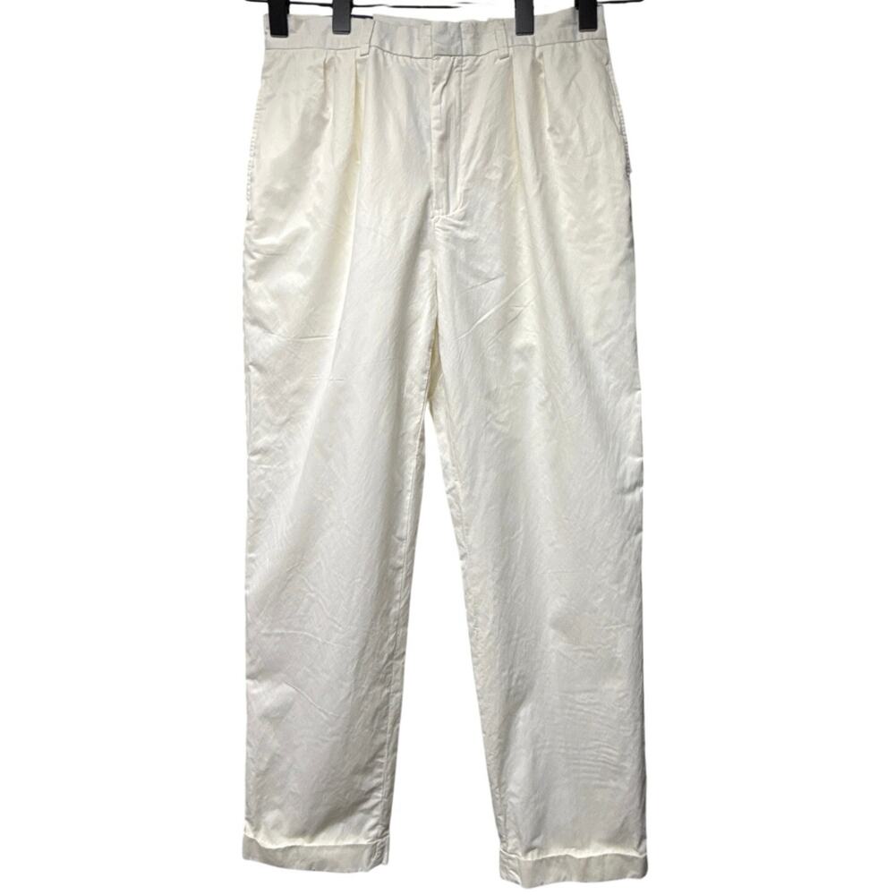 NWT Polo Ralph Lauren Men’s Siena Pant White Pleated Cuffed 33 x 34 Vintage